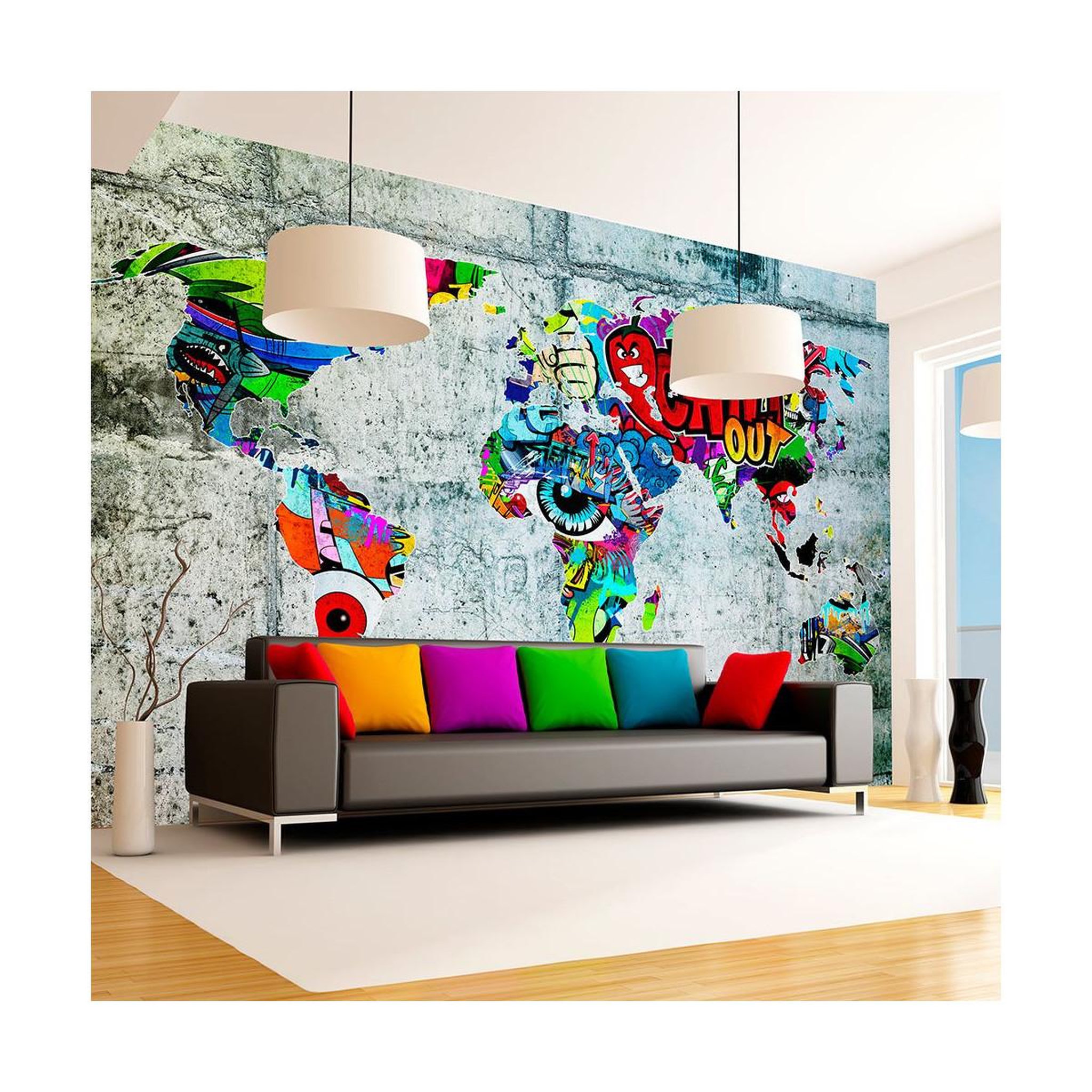 Paris Prix Papier peint  map graffiti. Coloris disponibles : Multicolore