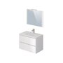 Meuble de salle de bain 1 vasque 2 tiroirs et miroir LED L80cm MILA