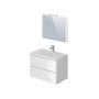 Voir la diapositive 3 : Meuble de salle de bain 1 vasque 2 tiroirs et miroir LED L80cm MILA