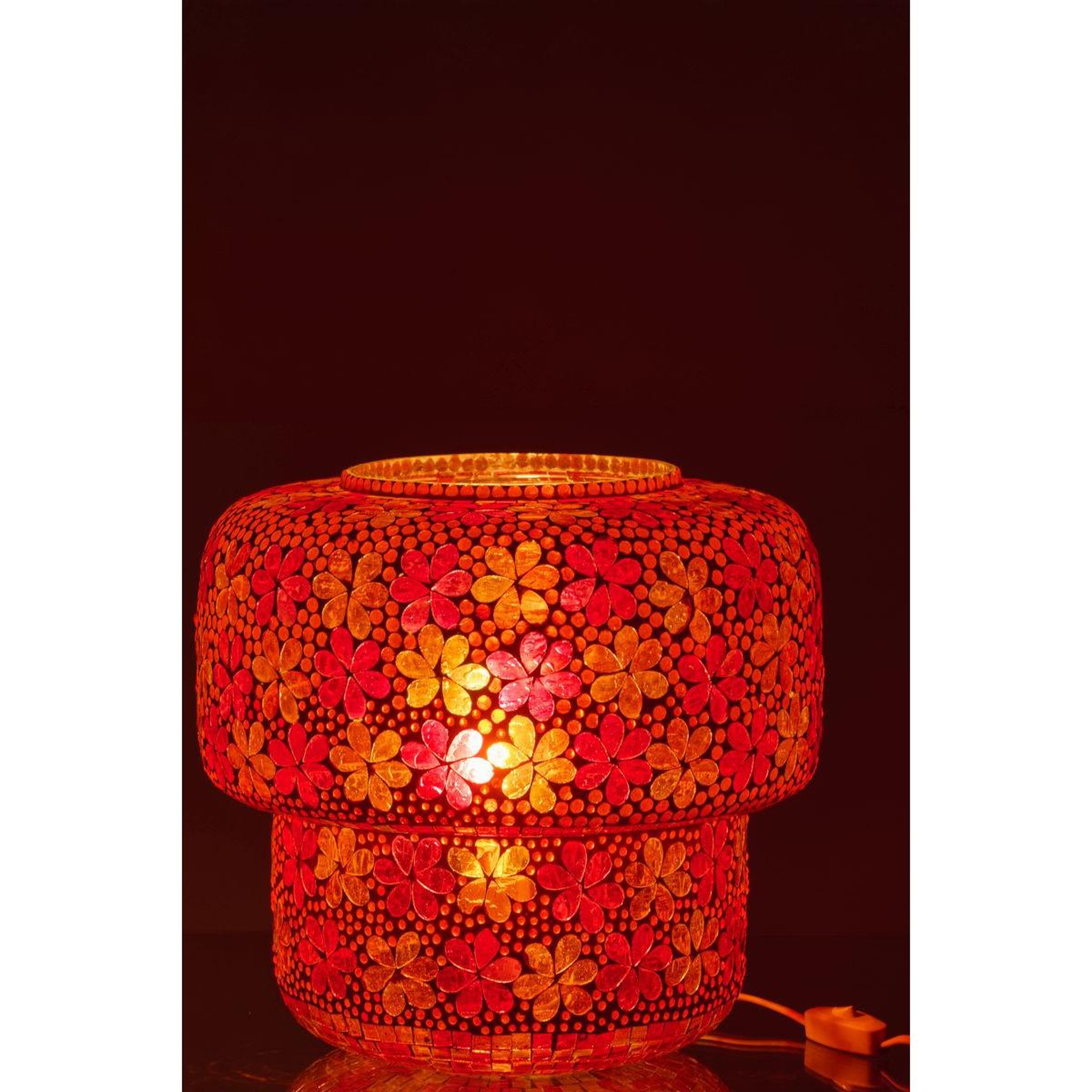 Voir la diapositive 3 : J-LINE Lampe à poser mosaïque  ruthie  33cm rose & orange