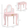 Voir la diapositive 3 : HOMCOM Coiffeuse enfant design girly - tabouret inclus - dim. 52L x 32l x 85H cm - tiroir, 3 miroirs - MDF bois de pin - rose poudré
