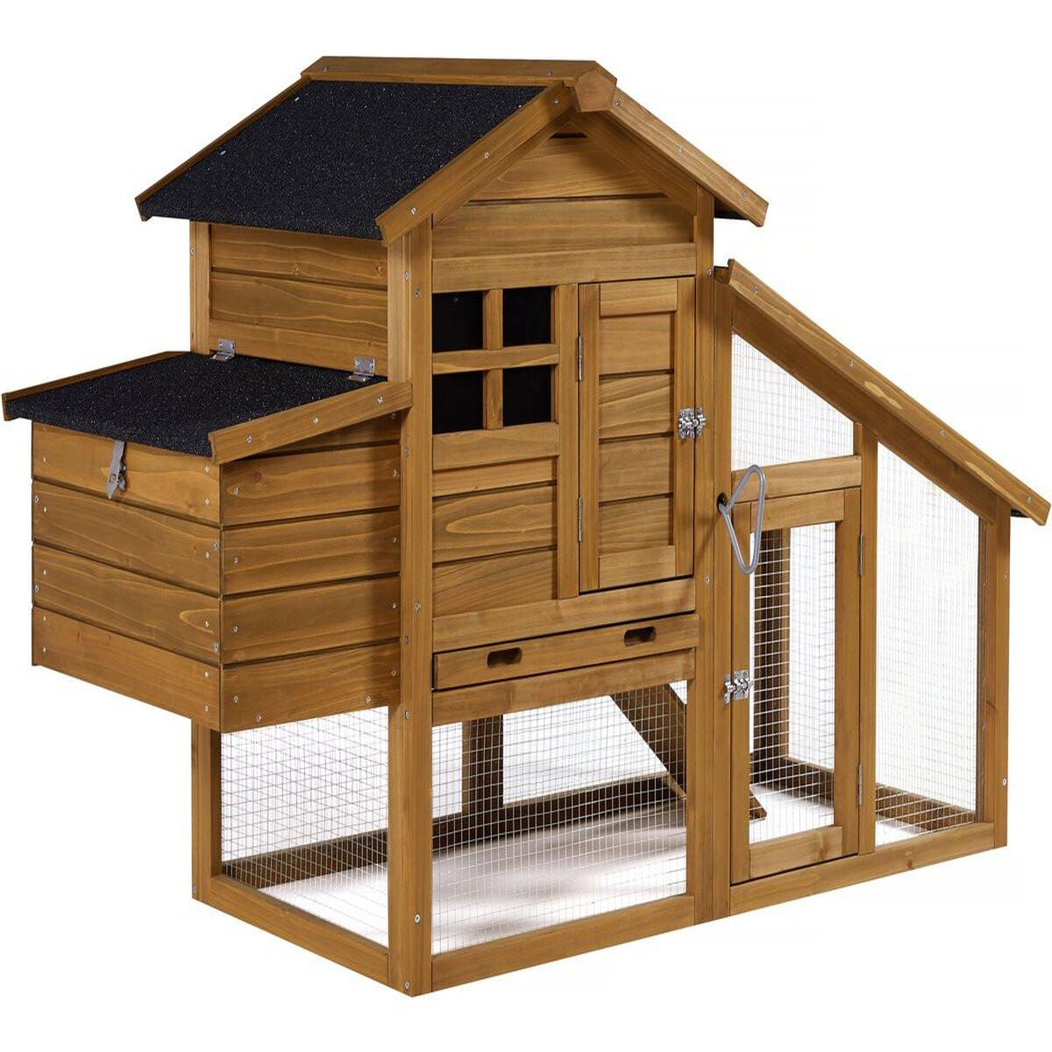 Habitat et Jardin Poulailler avec pondoir en bois  Clochette  - Marron