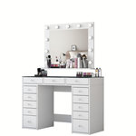 Habitat et Jardin Coiffeuse avec miroir en bois  Baria  - 120 x 44 x 80 cm - Blanc