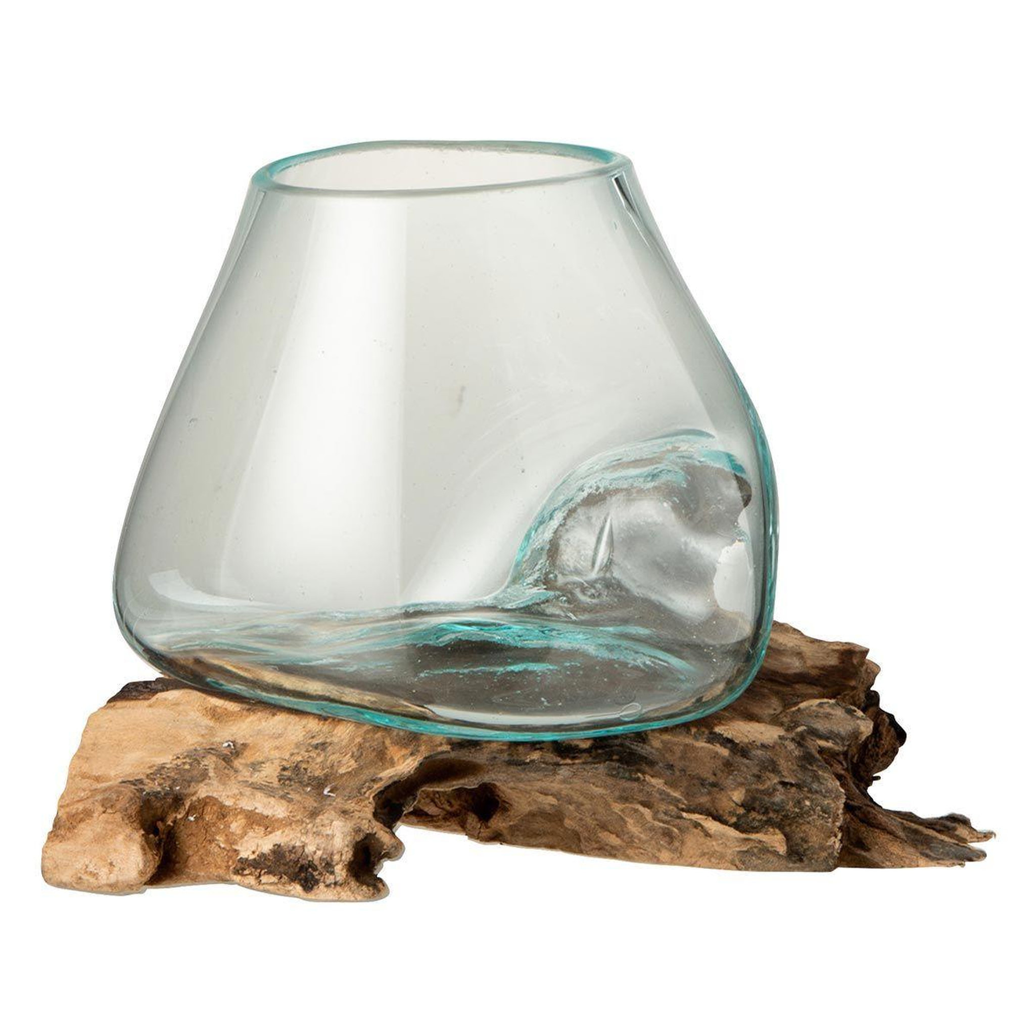 J-LINE Vase déco sur pied  gamal  20cm transparent