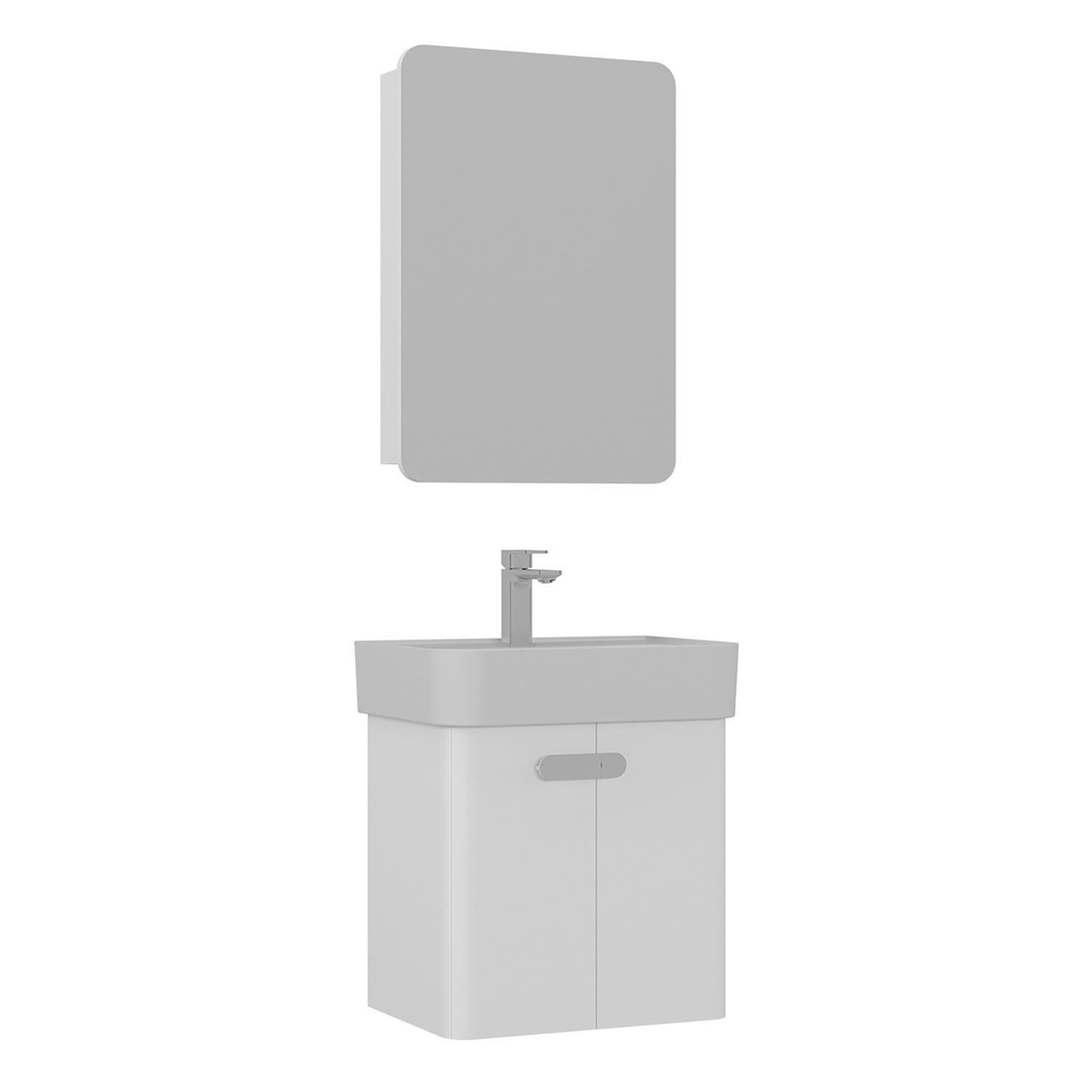 Habitat et Jardin Meuble avec simple vasque et miroir  Orbit 55  - 55 x 38 x 62 cm - White