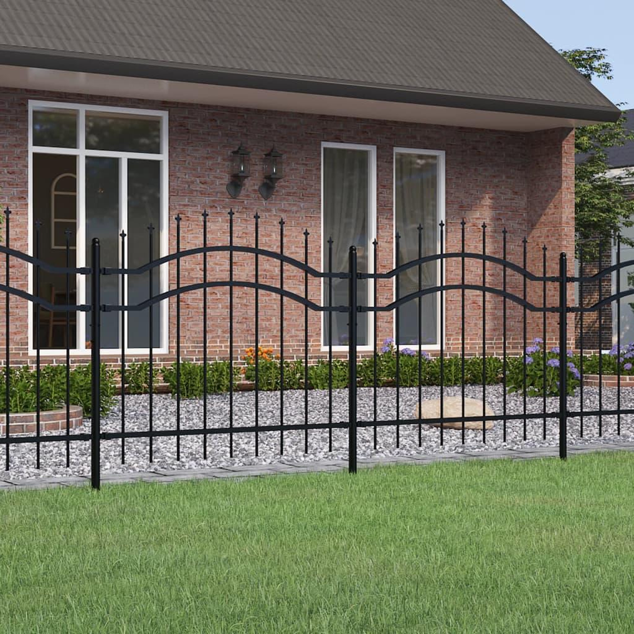 Voir la diapositive 1 : VIDAXL Cloture de jardin avec sommet de lance Noir 140 cm