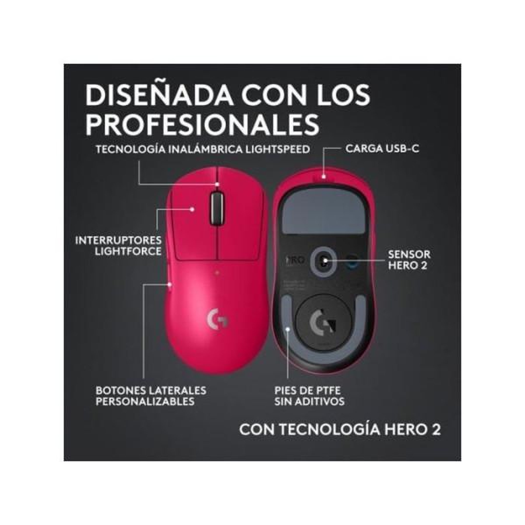 Voir la diapositive 6 : Logitech Souris gamer sans fil pro x superlight 2 compact magenta