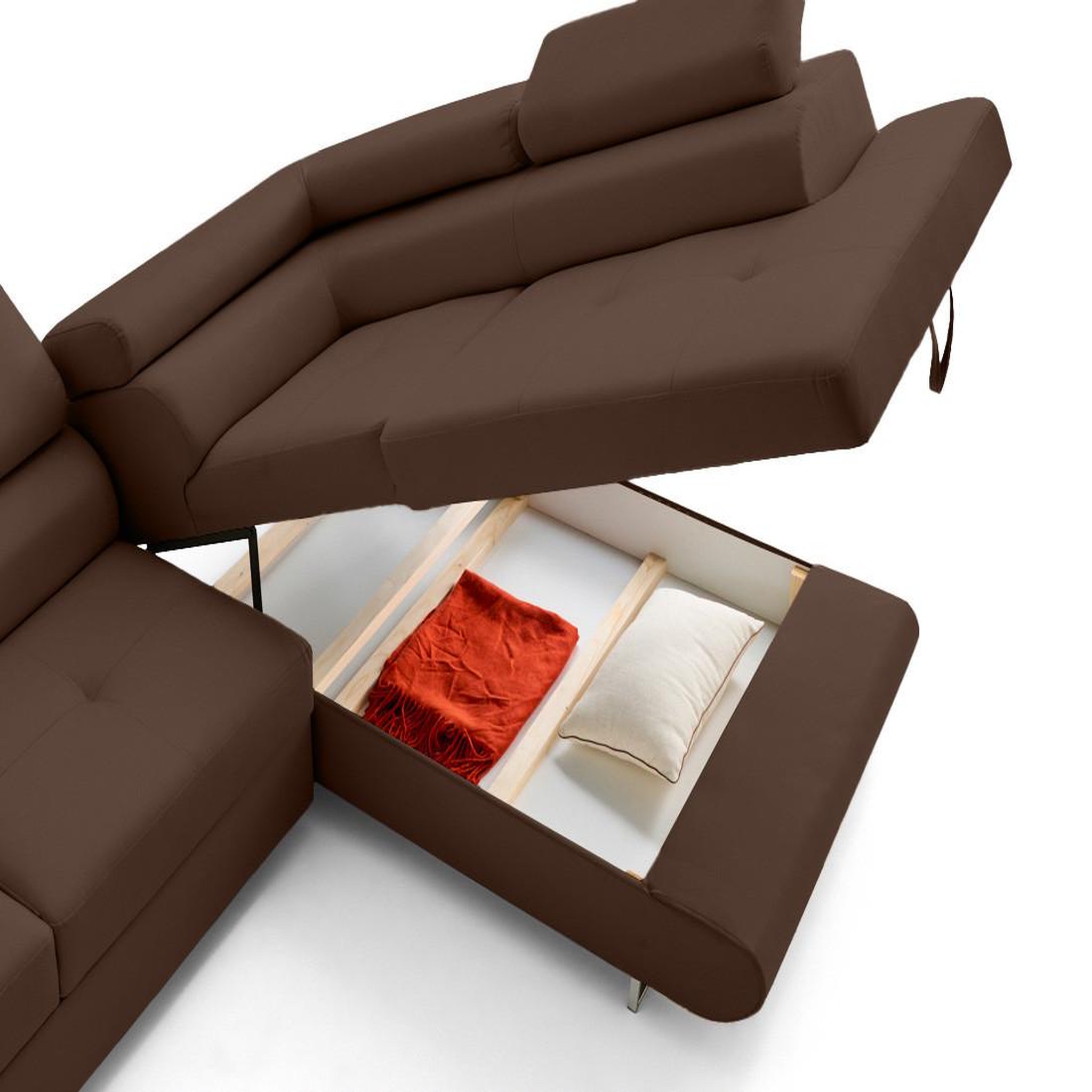 Voir la diapositive 6 : LISA DESIGN Zaria - canapé d'angle droit 5 places convertible avec coffre et têtières en simili