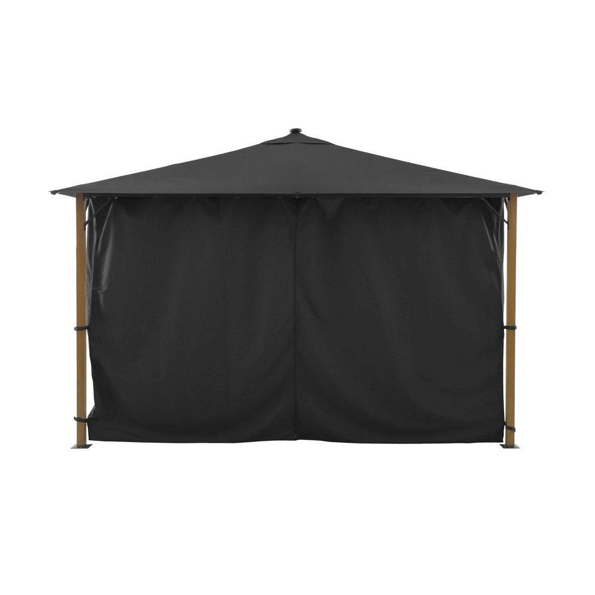 SWEEEK Tonnelle 4x3m aluminium effet bois avec rideaux et led - Veluna