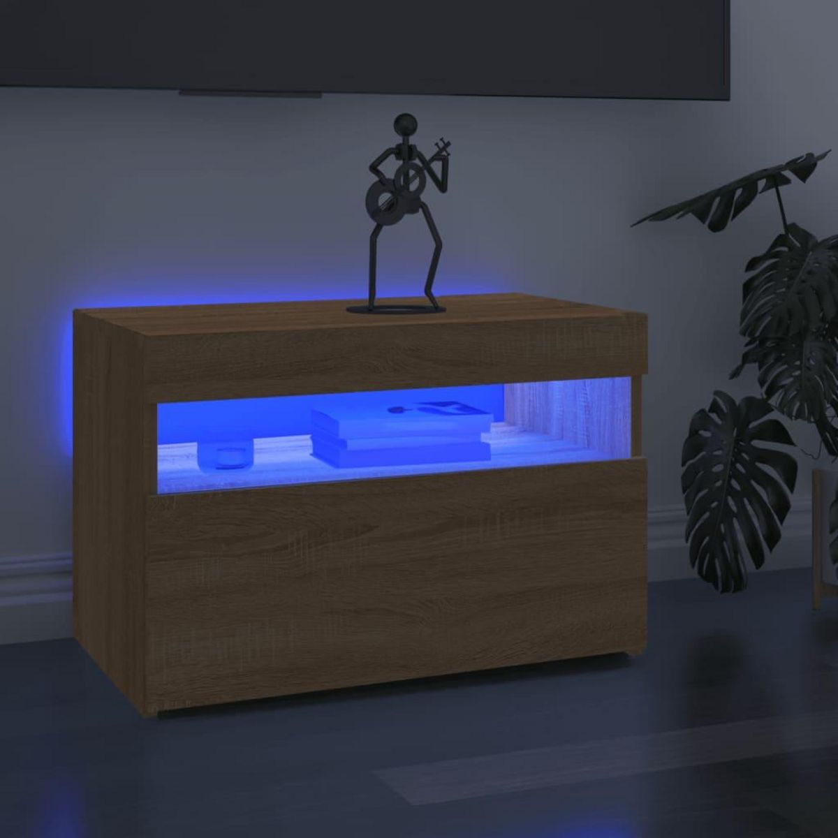 VIDAXL Meuble TV avec lumieres LED chene sonoma 60x35x40 cm