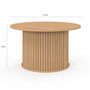 Voir la diapositive 4 : ID MARKET Table basse ronde JULIETTE 70 cm lattes tasseau bois coloris chêne