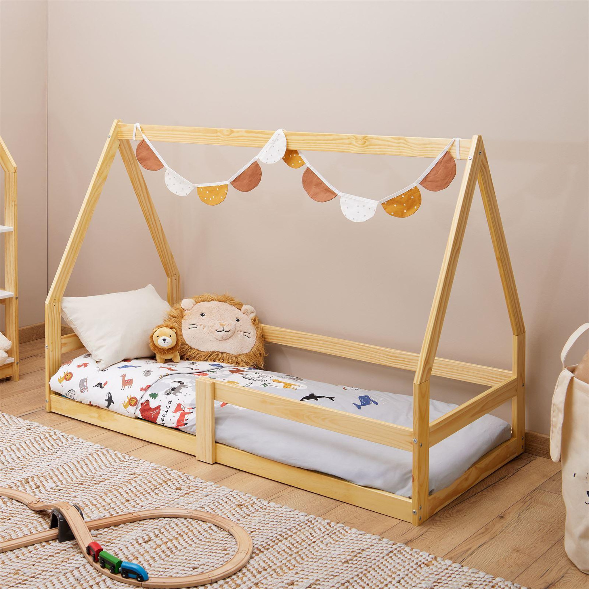 Voir la diapositive 2 : IDIMEX Lit cabane LUSIA 80 x 160 cm, en pin massif