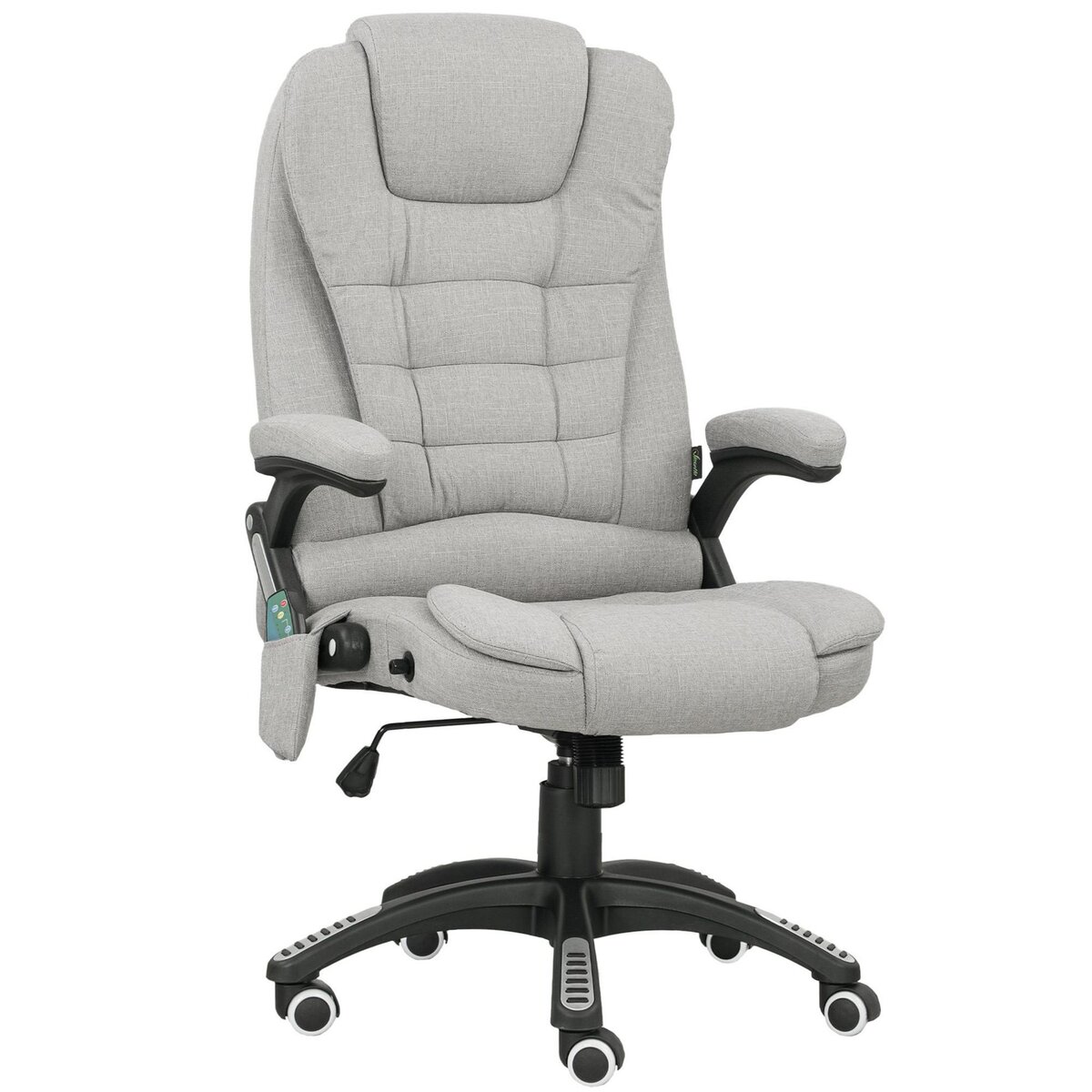 VINSETTO Fauteuil de bureau direction massant chauffant hauteur réglable dossier inclinable toile de lin gris clair