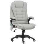 VINSETTO Fauteuil de bureau direction massant chauffant hauteur réglable dossier inclinable toile de lin gris clair