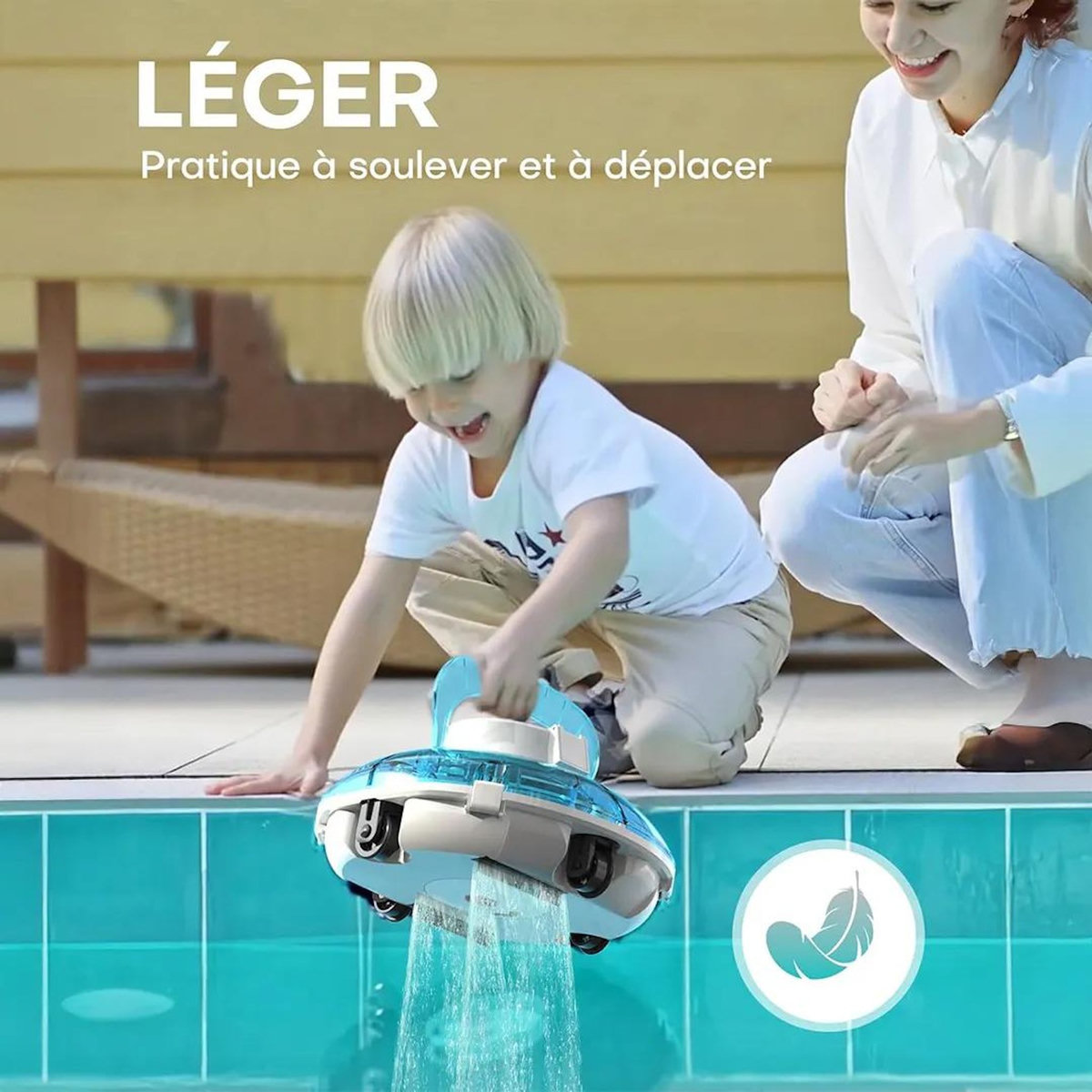 WYBOT Robot électrique de piscine sans fil nettoyage des fonds - winny 200 bleu