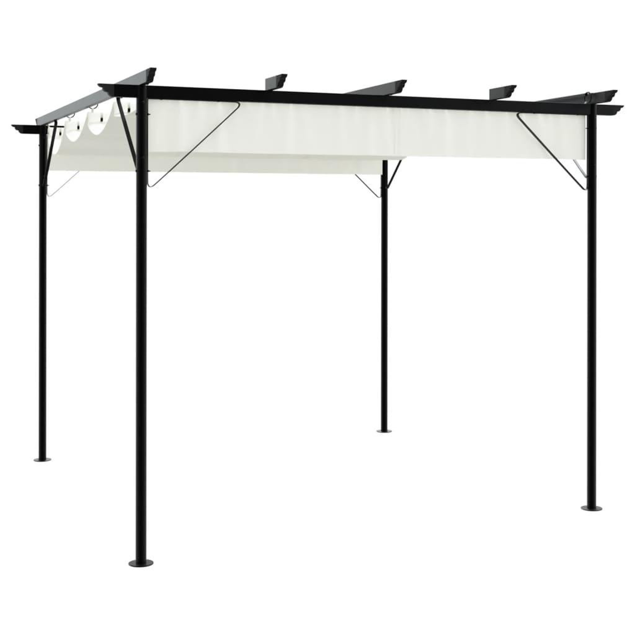 Voir la diapositive 1 : VIDAXL Pergola avec toit retractable Blanc creme 3 x 3 m Acier