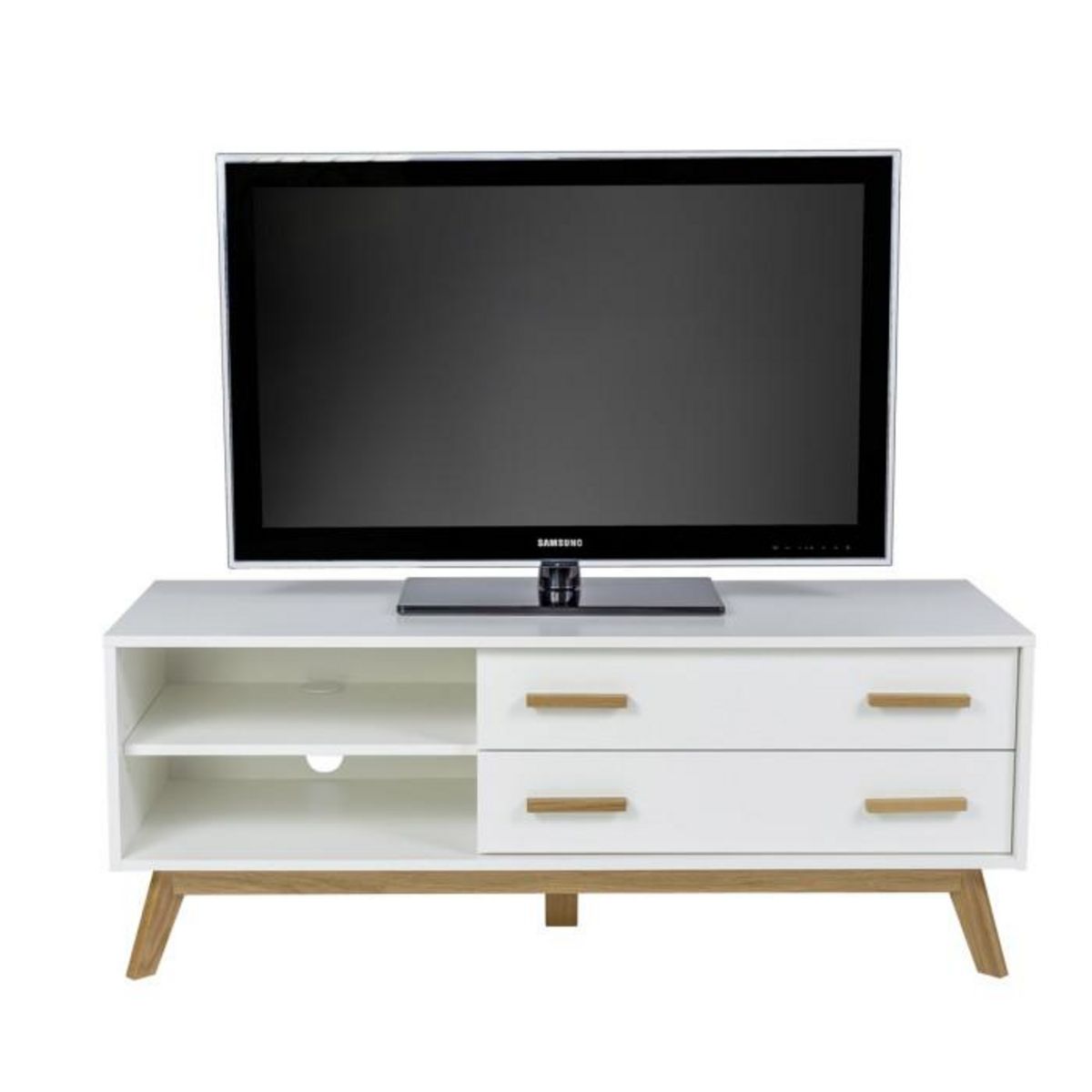 Paris Prix Meuble TV Design  Kensal  130cm Chêne & Blanc