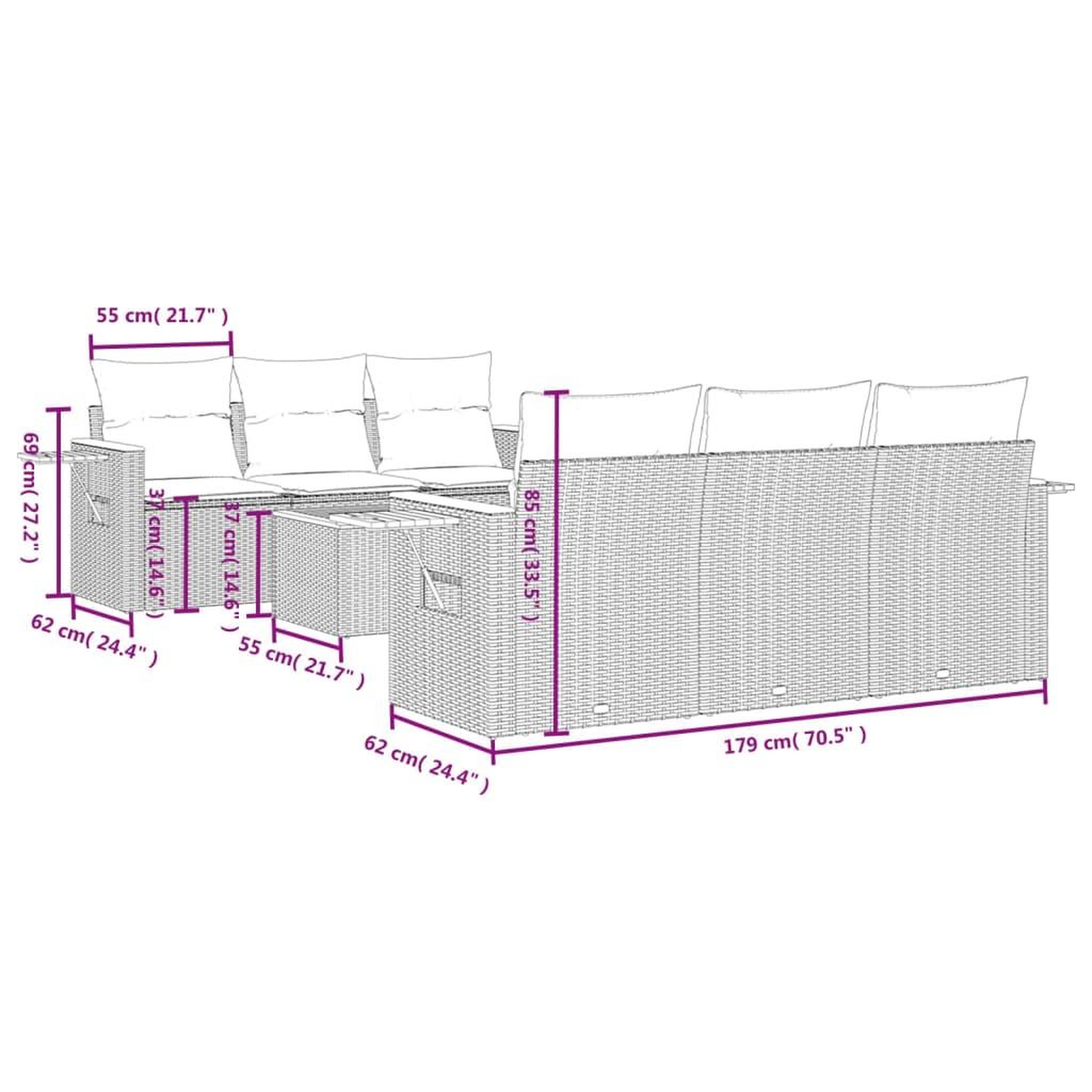 Voir la diapositive 6 : VIDAXL Salon de jardin 7 pcs avec coussins noir resine tressee