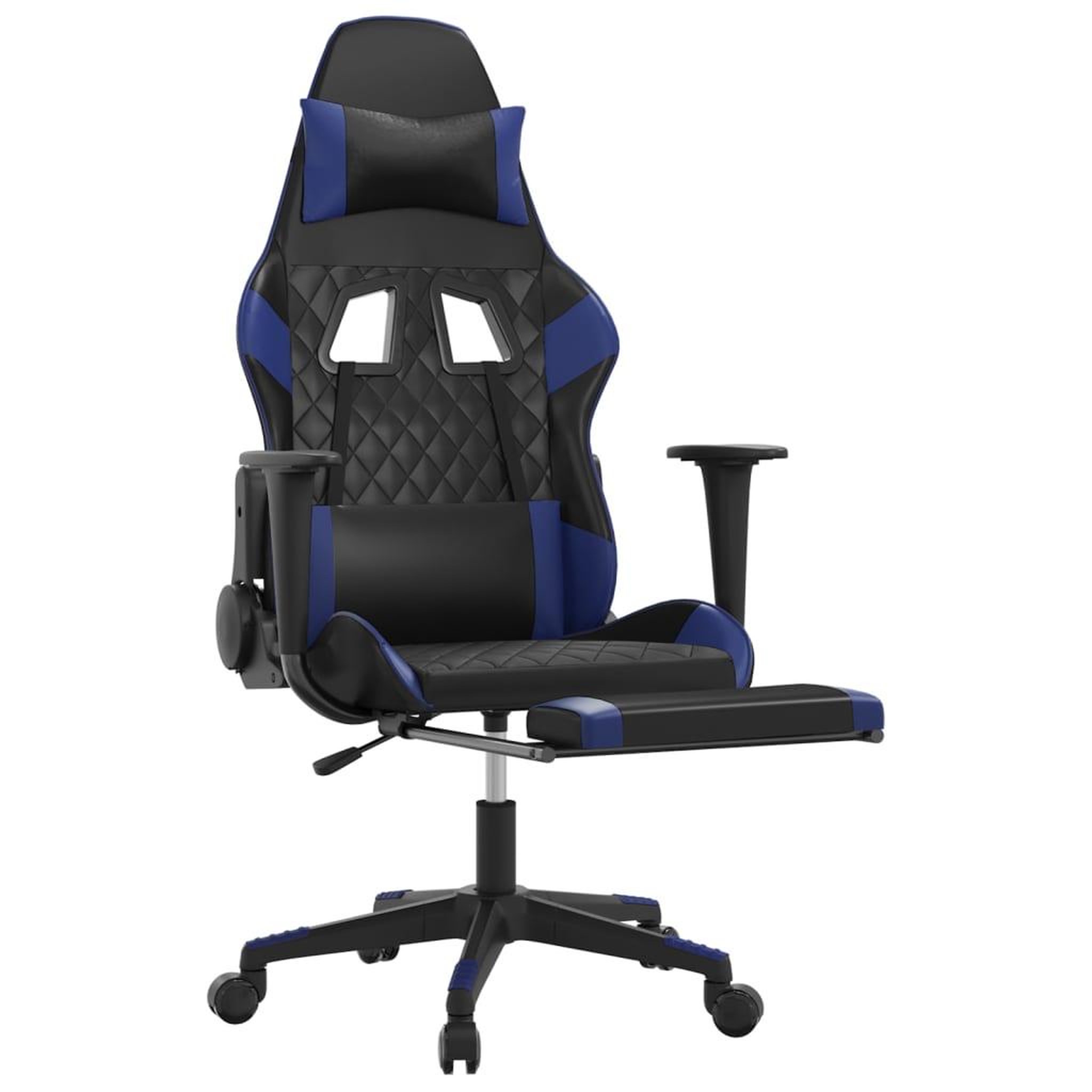 Voir la diapositive 3 : VIDAXL Chaise de jeu de massage et repose-pied Noir et bleu Similicuir