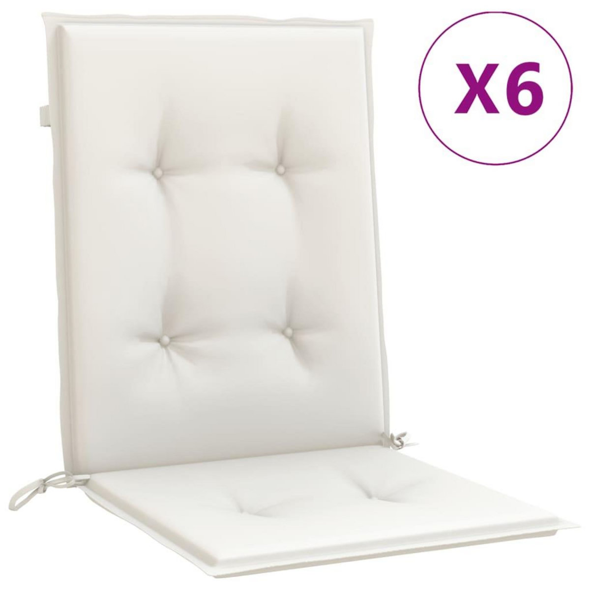 VIDAXL Coussins de chaise a dossier bas lot de 6 creme melange tissu