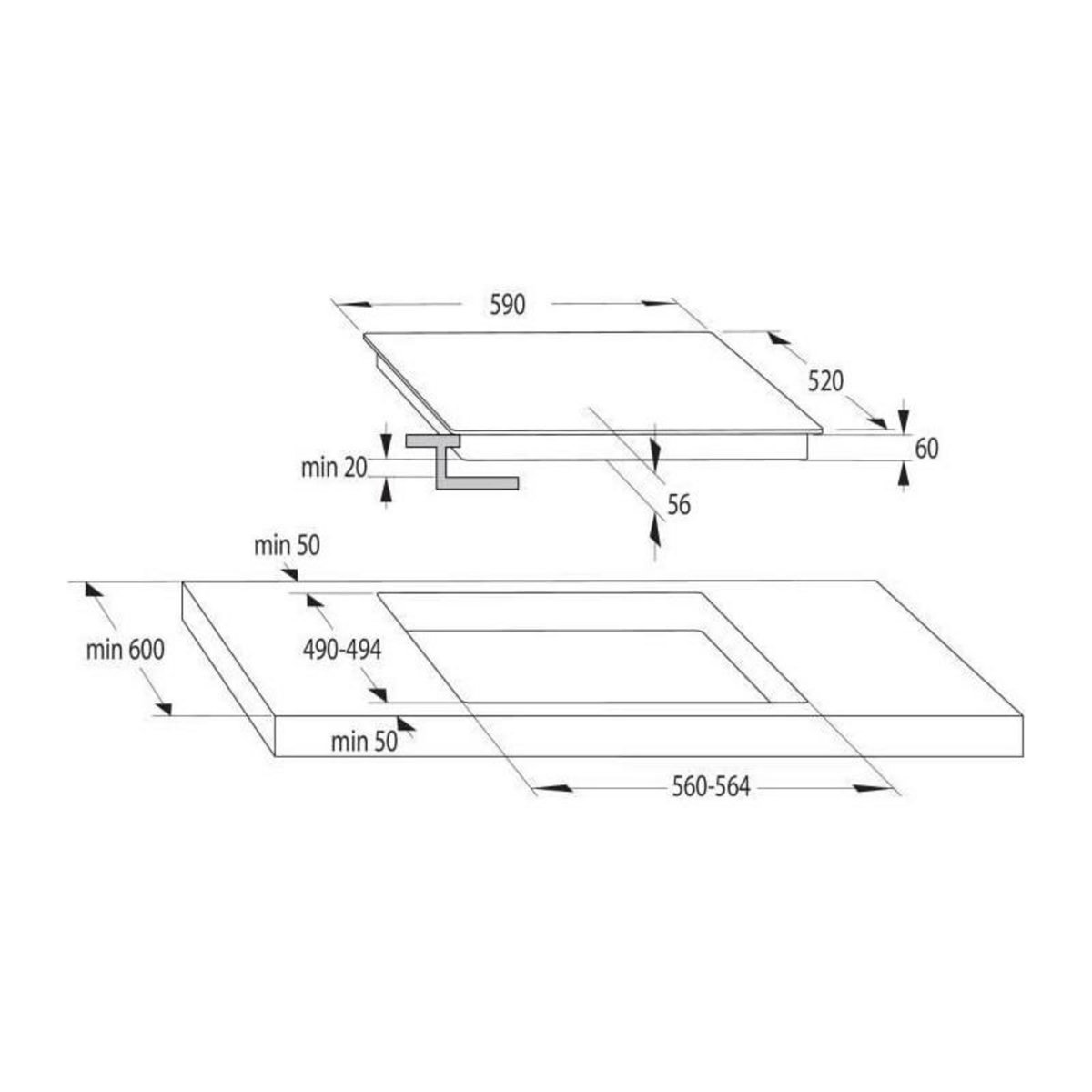 Hisense Table de cuisson vitrocéramique 60cm 3 feux 5700w noir - E6322C