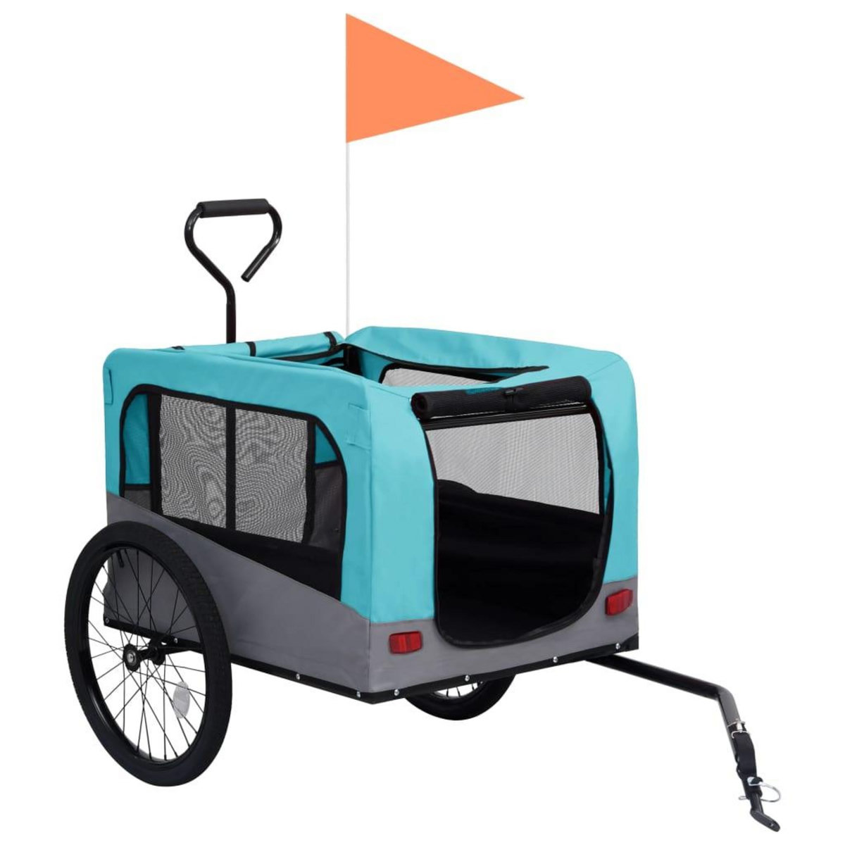 VIDAXL Remorque de velo pour chiens et poussette 2-en-1 bleu et gris