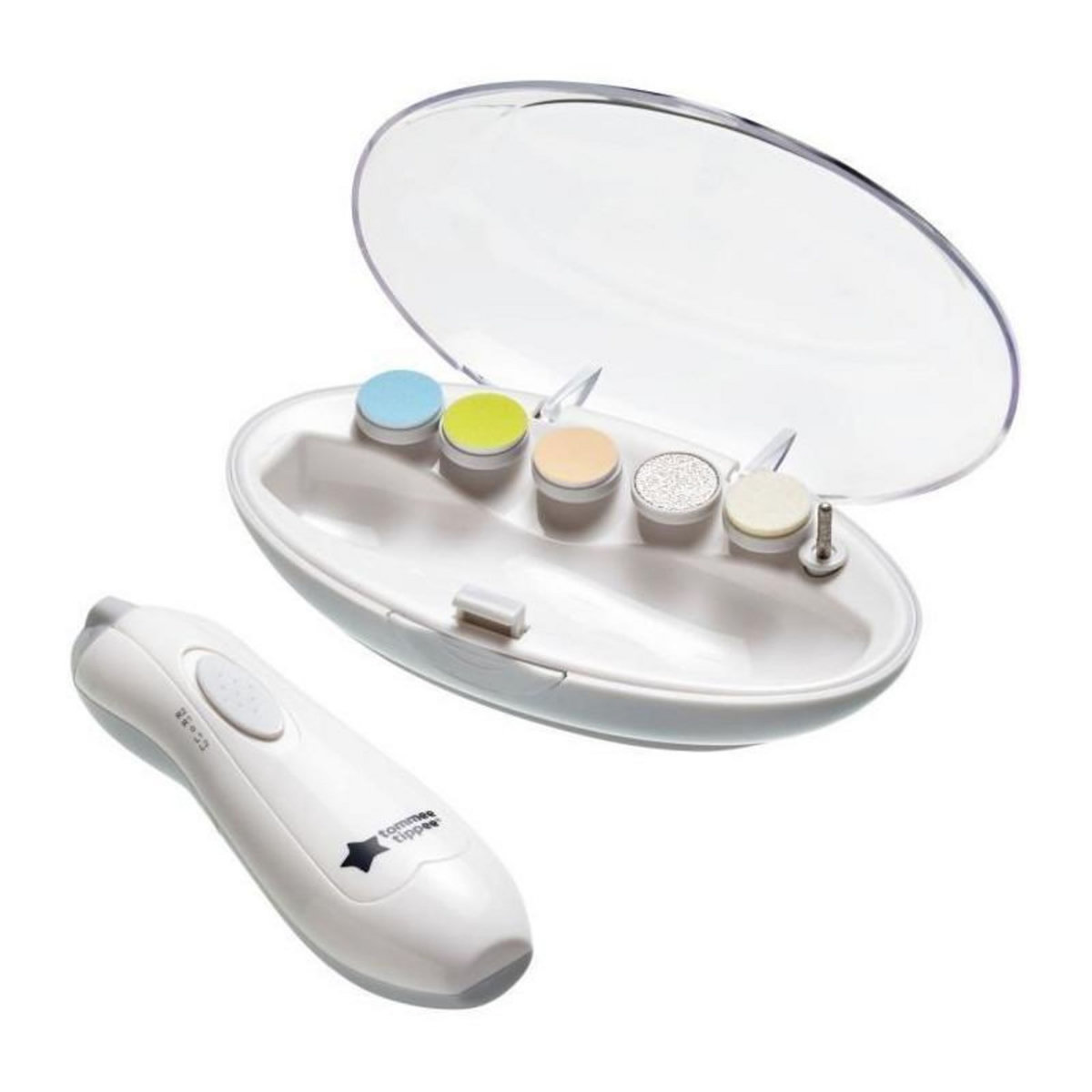 TOMMEE TIPPEE Lime a ongles électrique - TOMMEE TIPPEE - Coupe-ongles - Eclairage LED - 6 tetes de limage - Bébé et adulte