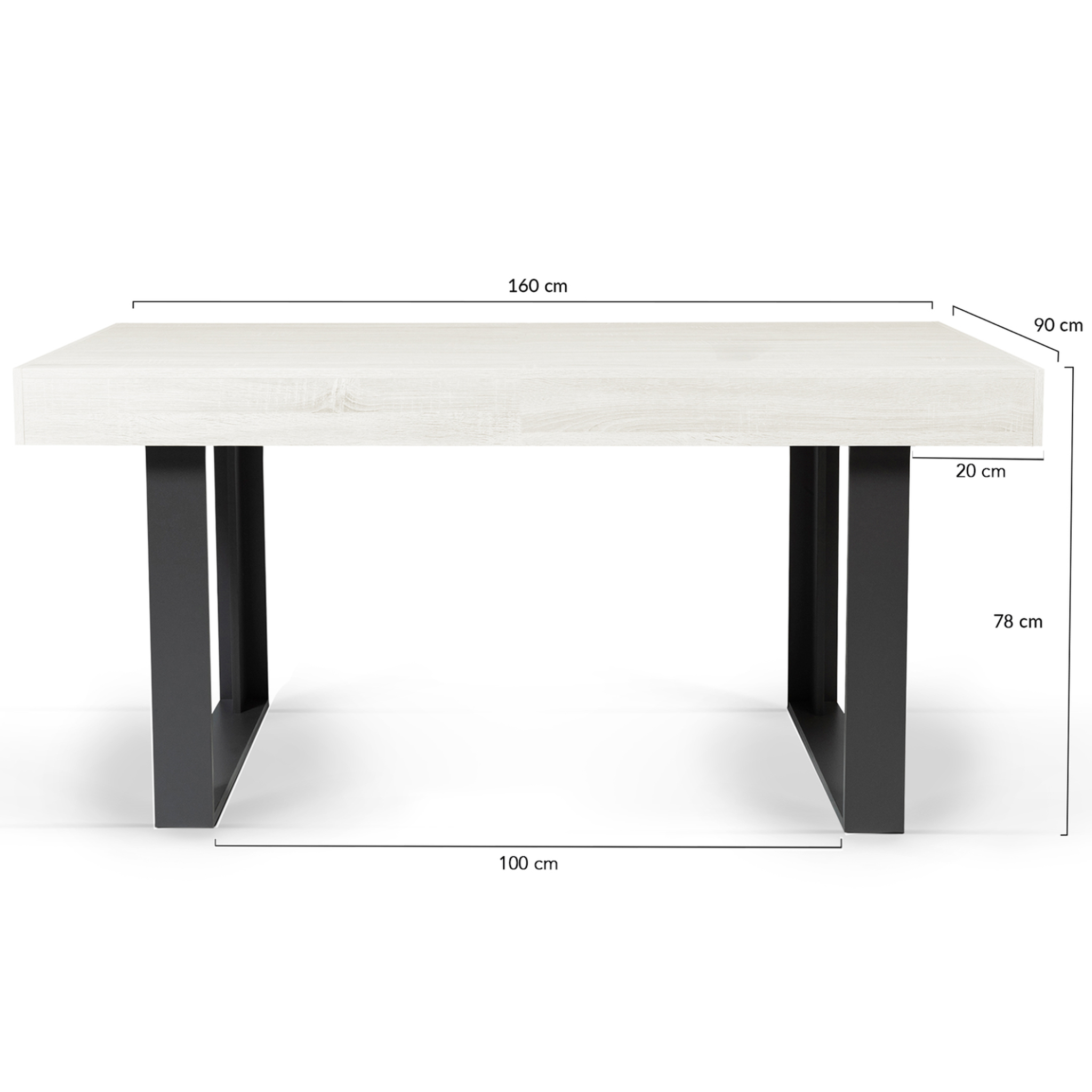 Voir la diapositive 4 : ID MARKET Table à manger rectangle phoenix 6 personnes bois gris 160 cm