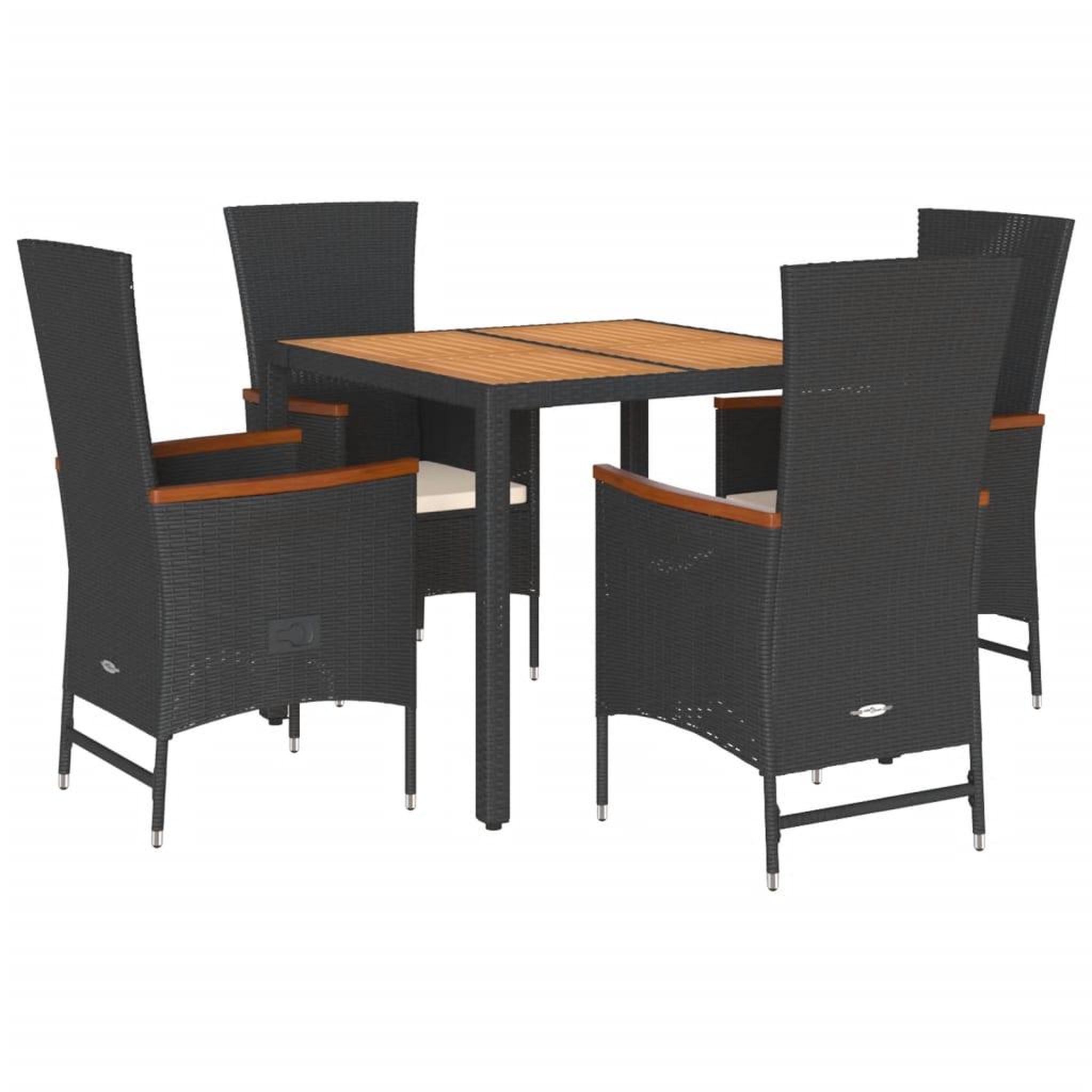 Voir la diapositive 2 : VIDAXL Ensemble a manger de jardin coussins 5pcs Noir Resine tressee