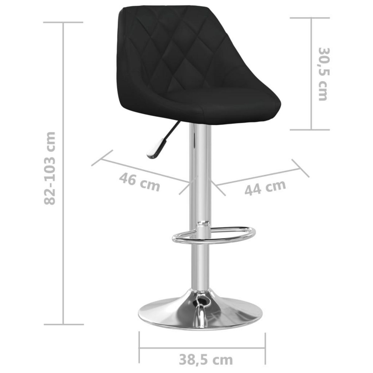 VIDAXL Tabouret de bar Noir Similicuir