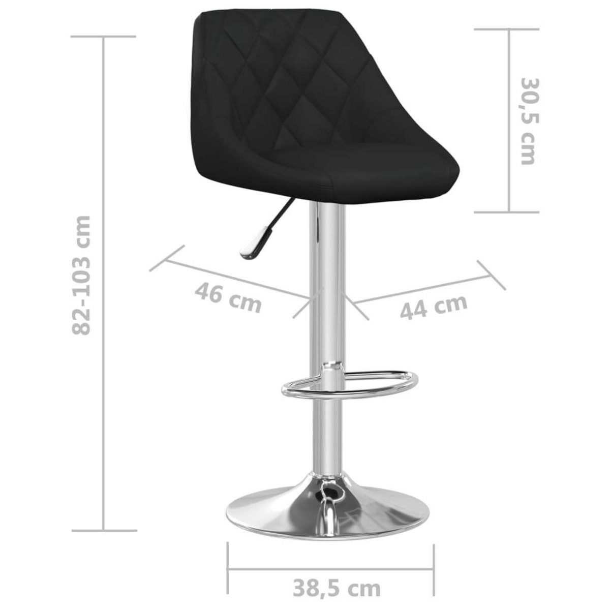 VIDAXL Tabouret de bar Noir Similicuir
