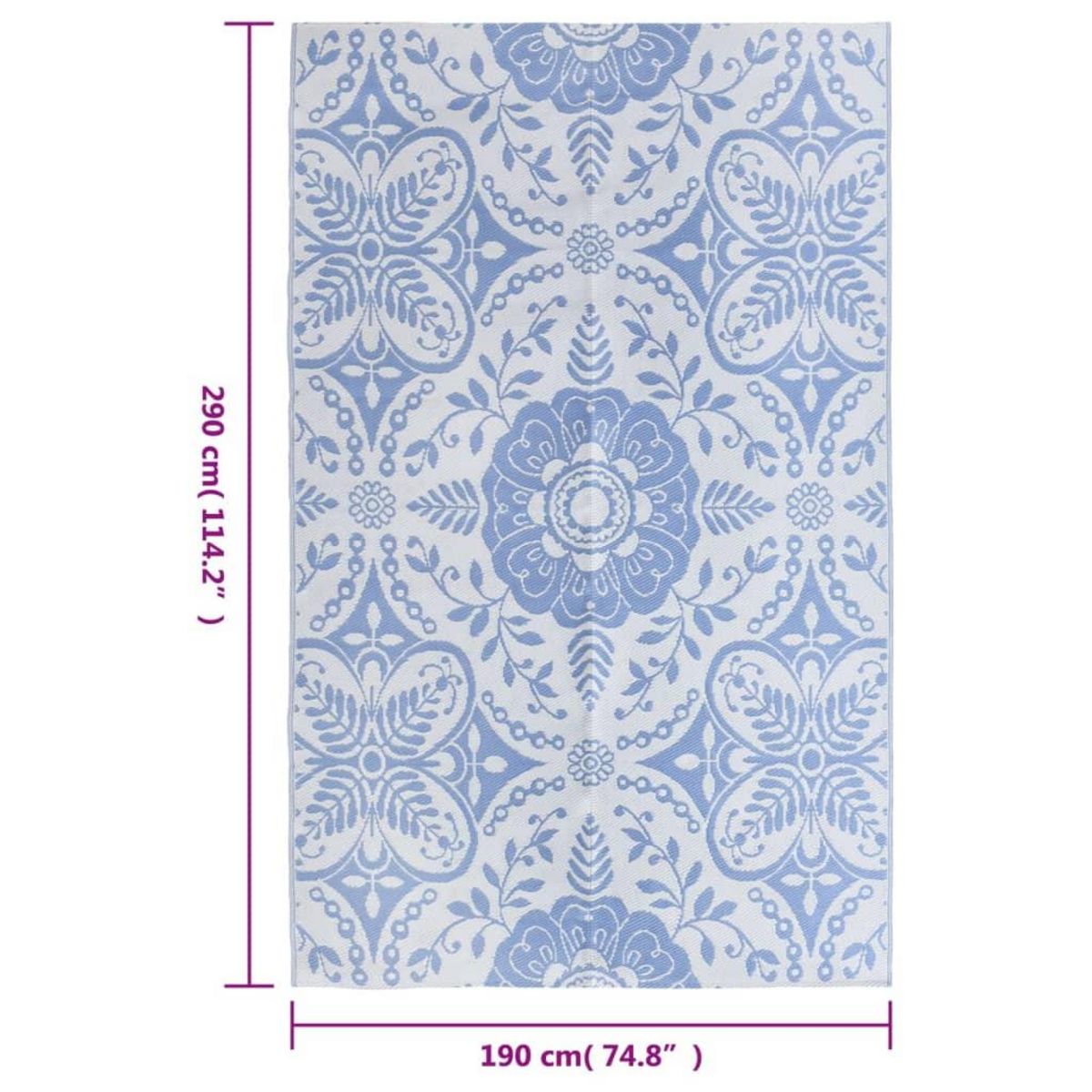 VIDAXL Tapis d'exterieur ARAKIL Bleu azure 190x290 cm PP