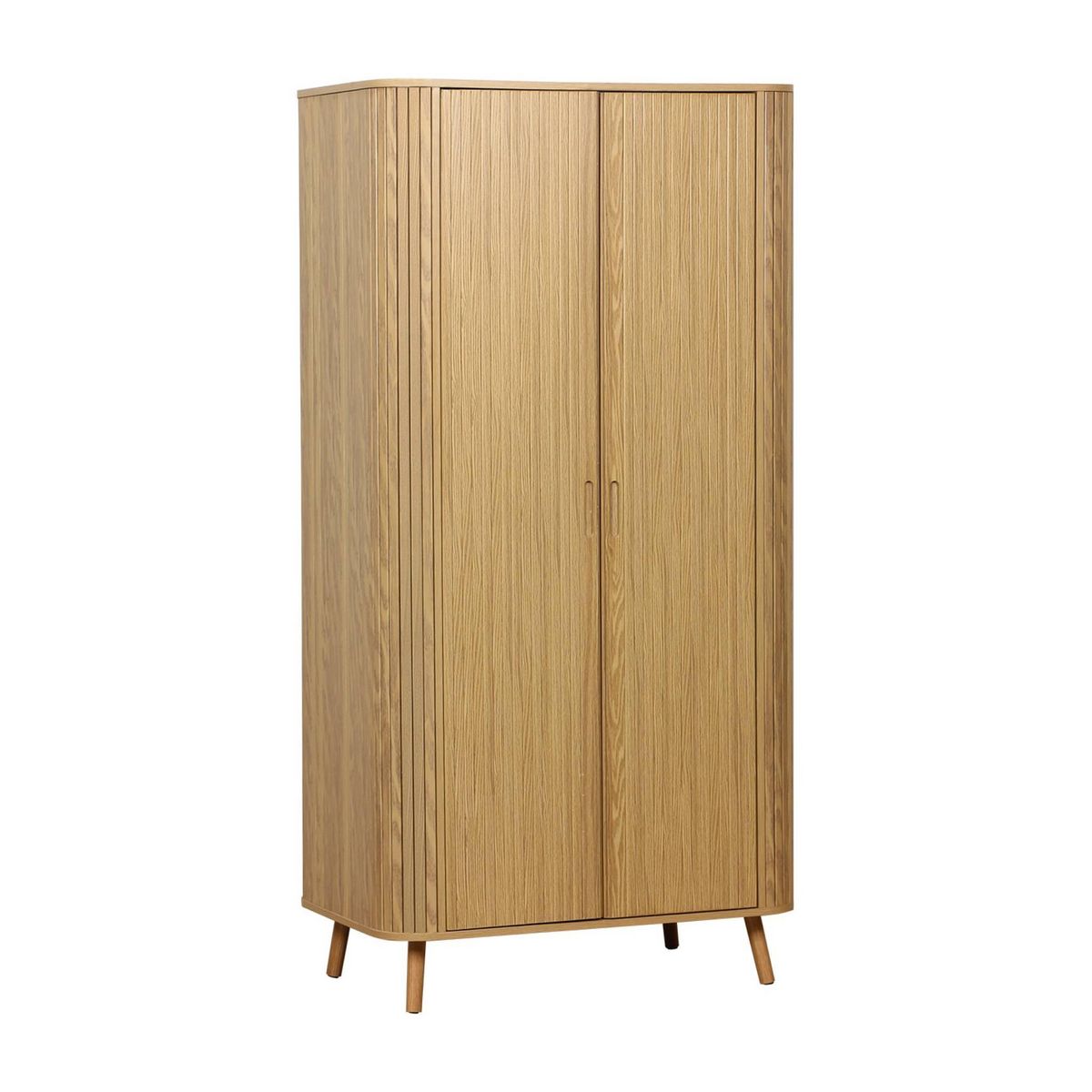 SWEEEK Armoire 2 portes effet bois rainuré avec étagère et penderie. L 90 x P 60 x H 180cm