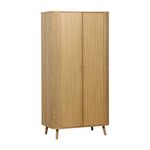 SWEEEK Armoire 2 portes effet bois rainuré avec étagère et penderie. L 90 x P 60 x H 180cm