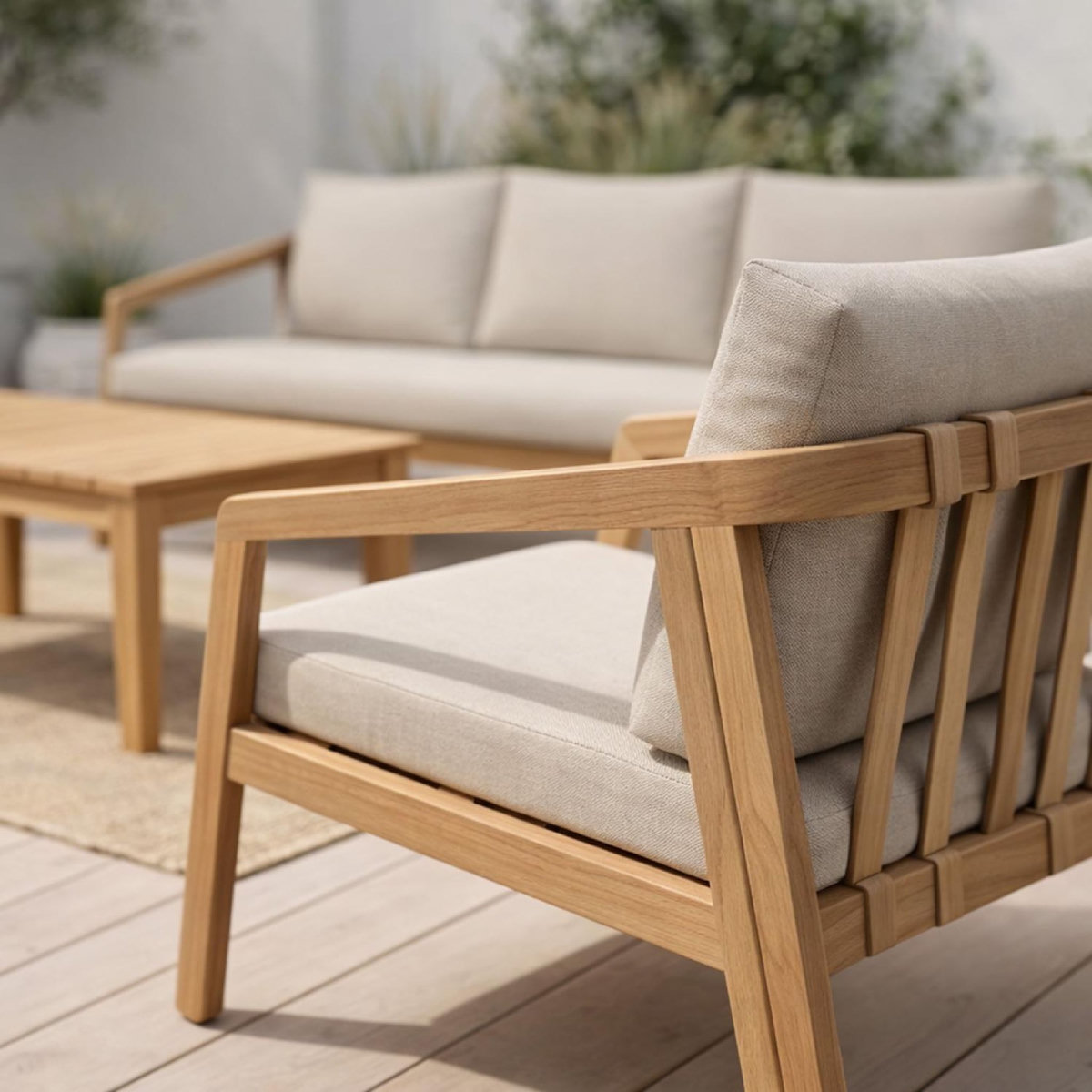 CONCEPT USINE Salon de jardin 5 places en acacia SAPA