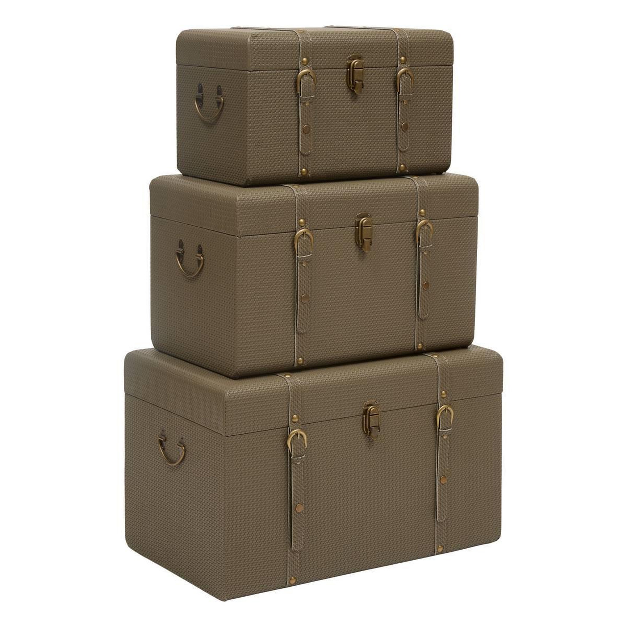 ATMOSPHERA Lot de 3 malles de rangement  bonie  60cm kaki