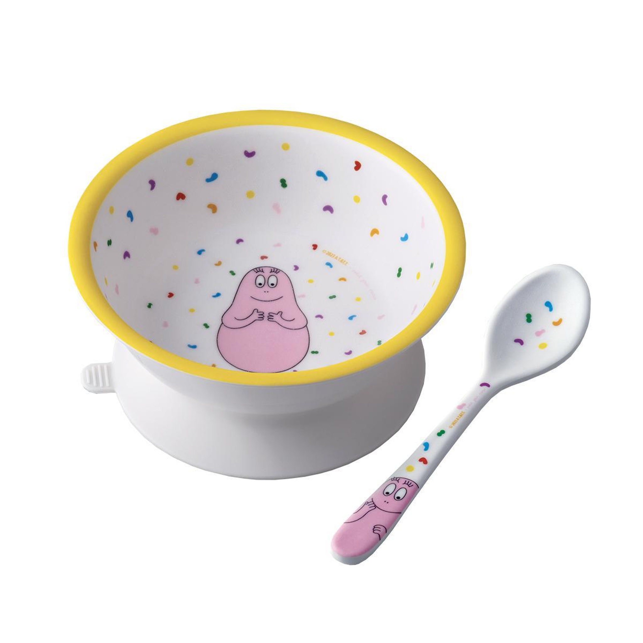 Petit Jour Bol Ventouse Barbapapa avec Cuillère Sécurisée pour Bébé - Idéal pour l'Apprentissage de l'Alimentation Autonome