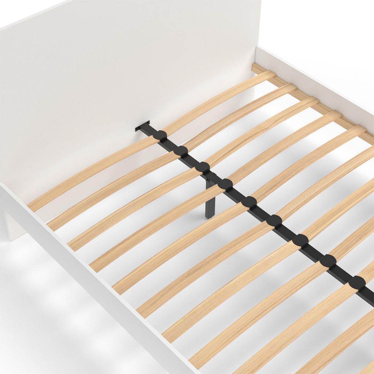 ID MARKET Lit double OMAHA avec tête de lit et sommier 140 x 190 cm blanc