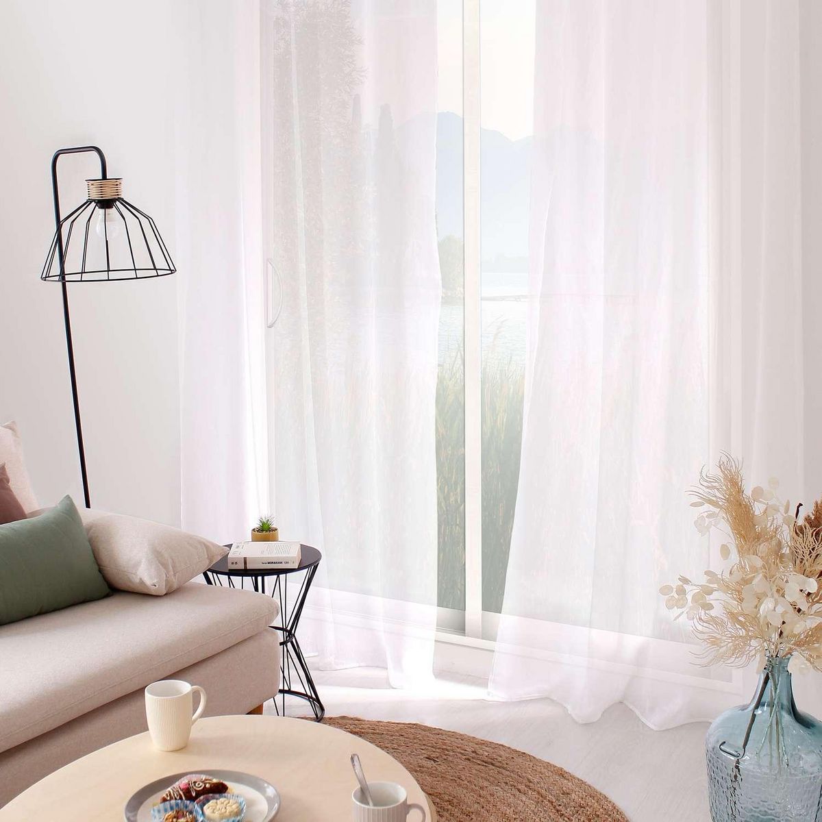 TOILINUX Voilage sablé - 140 x 240 cm - Blanc