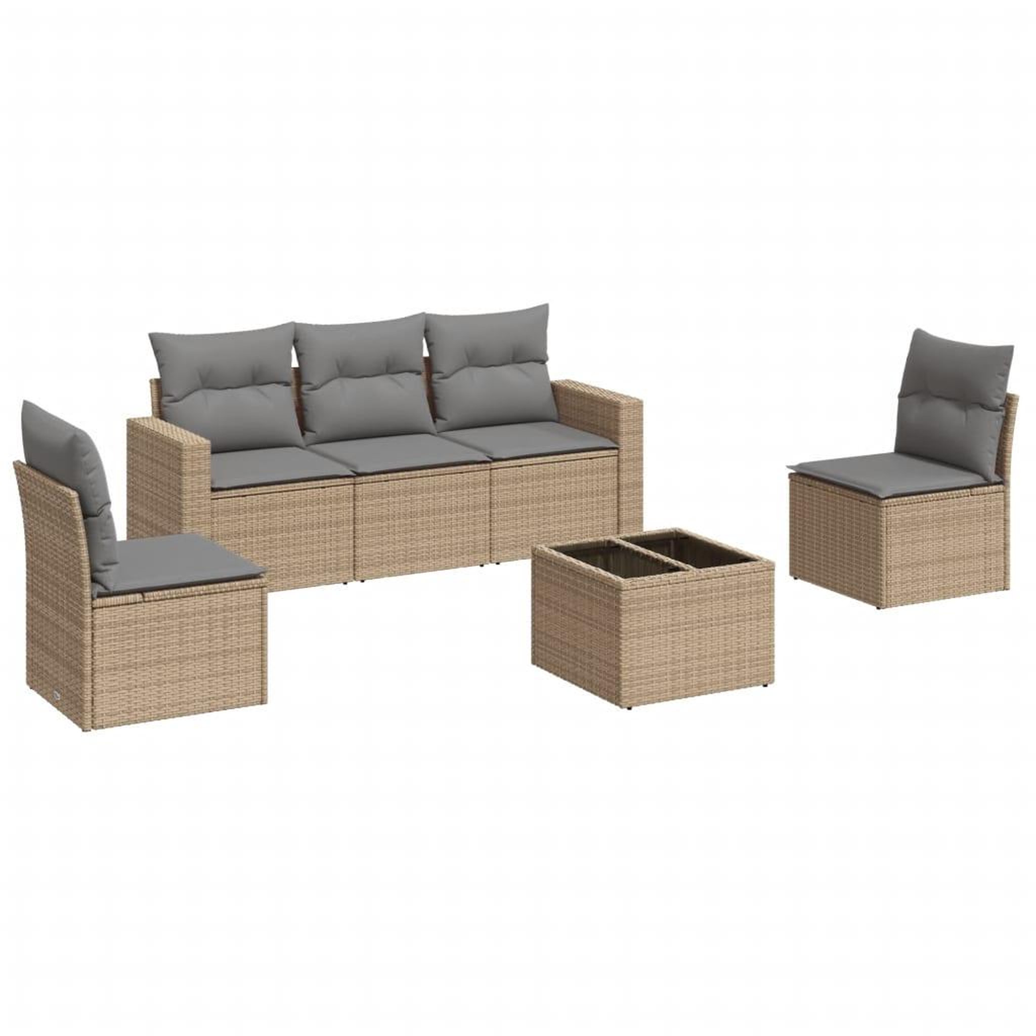 Voir la diapositive 2 : VIDAXL Salon de jardin avec coussins 6 pcs beige resine tressee
