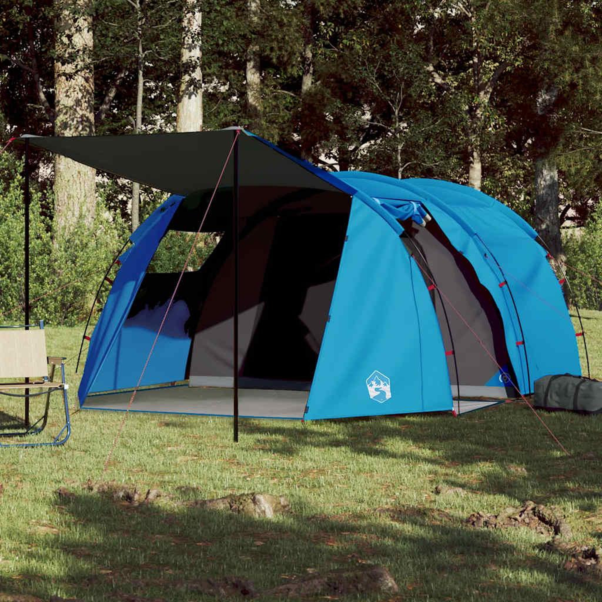 VIDAXL Tente de camping tunnel 4 personnes bleu impermeable