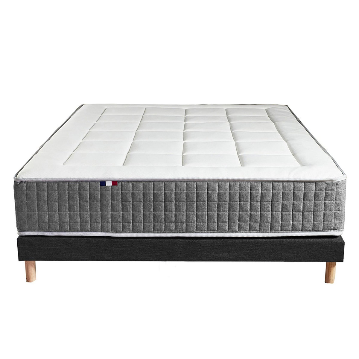 IDLITERIE Matelas ressorts MAX, 7 zones, sommier rigide, pack couette oreiller