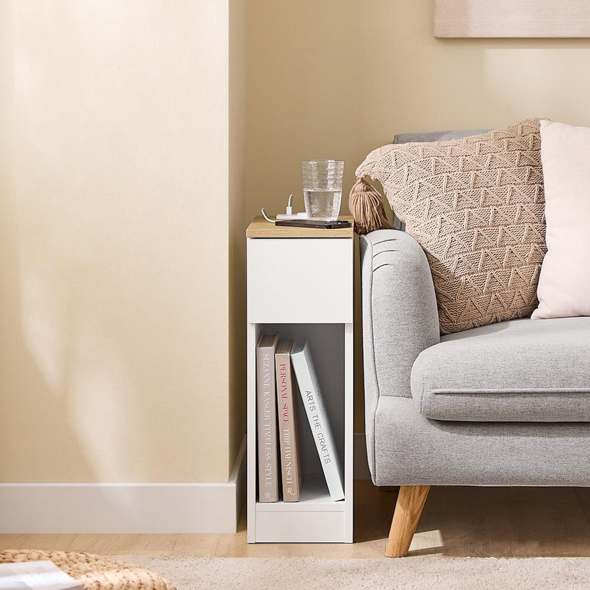 SOBUY SoBuy - Table De Chevet à un tiroir - Blanc - 35x20x60cm - Minimaliste - FBT111-E-NW