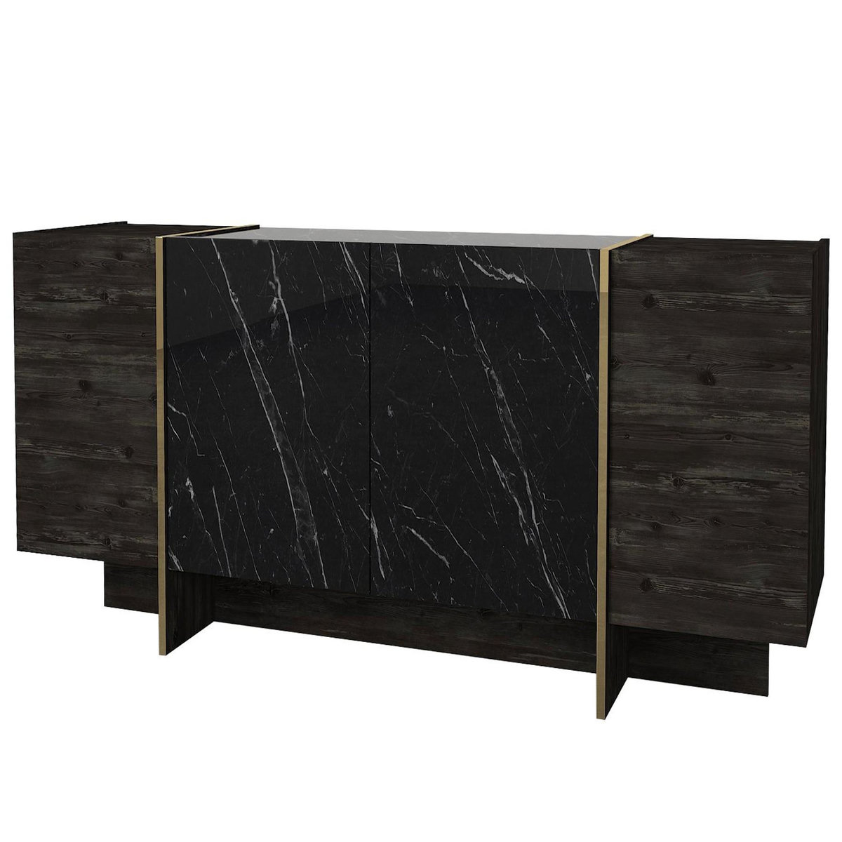 Habitat et Jardin Buffet en bois  Veyron  - 180 x 46 x 75 cm - Noir Or