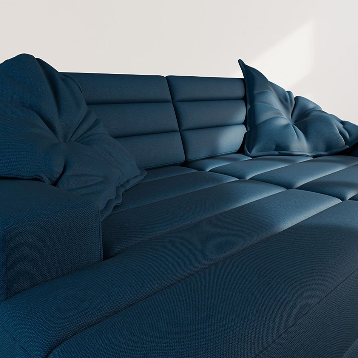 LISA DESIGN Loredana - canapé droit 4 places double méridienne - assise profonde - en tissu texturé