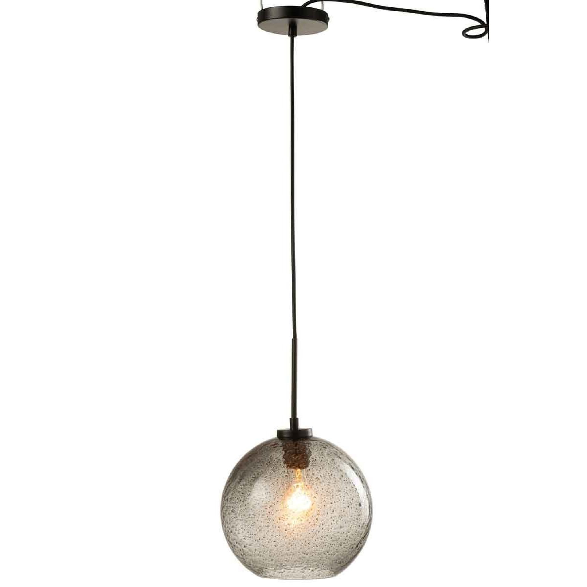 Voir la diapositive 2 : J-LINE Lampe suspension en verre  boule pois  40cm gris