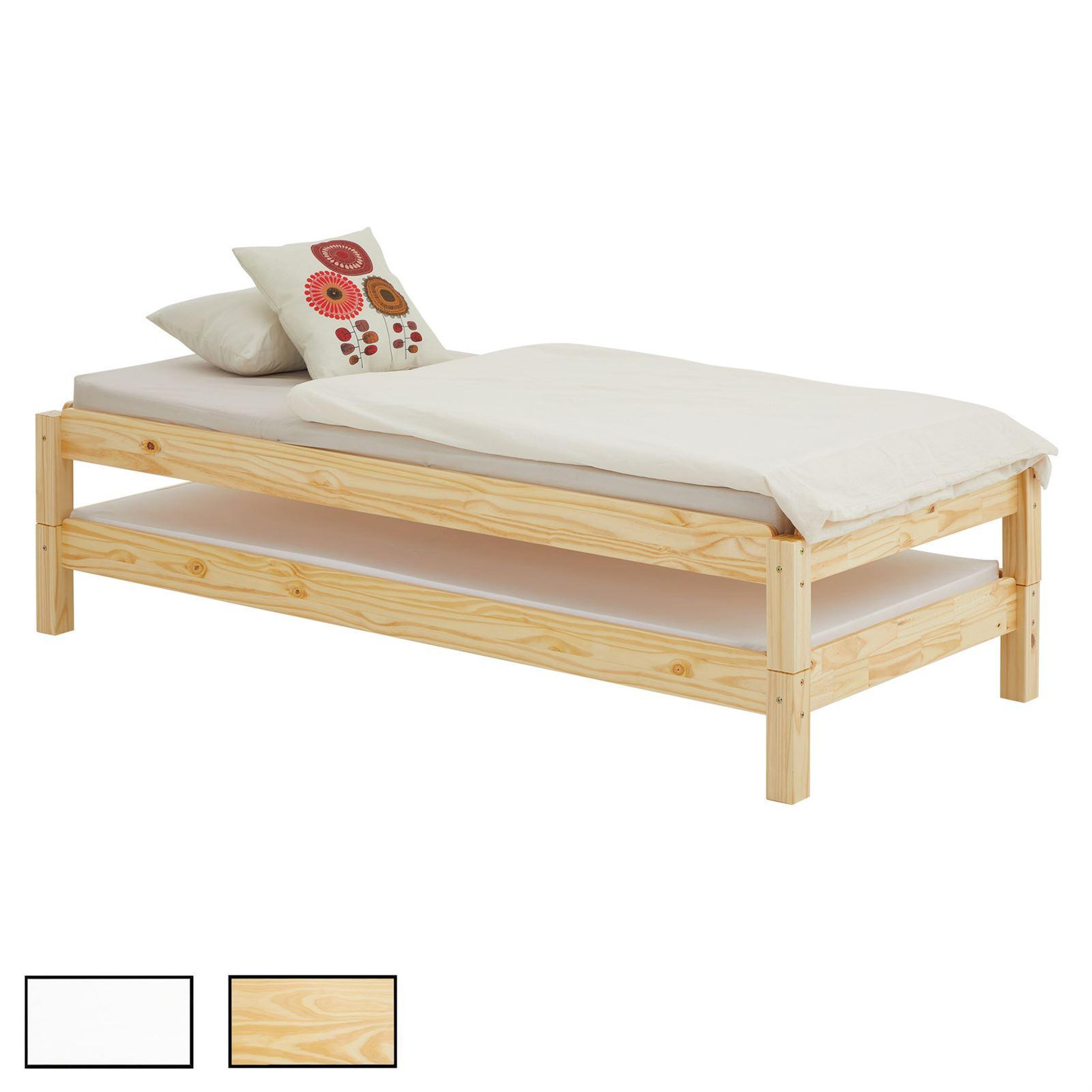 IDIMEX Lot de 2 lits superposables 80x190 cm RINO en pin massif. Coloris disponibles : Marron