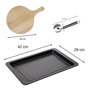 Voir la diapositive 3 : Fackelmann Ensemble pour pizza avec une plaque de cuisson four, 2 planches à pizza rondes et une roulette à pizza Fackelmann