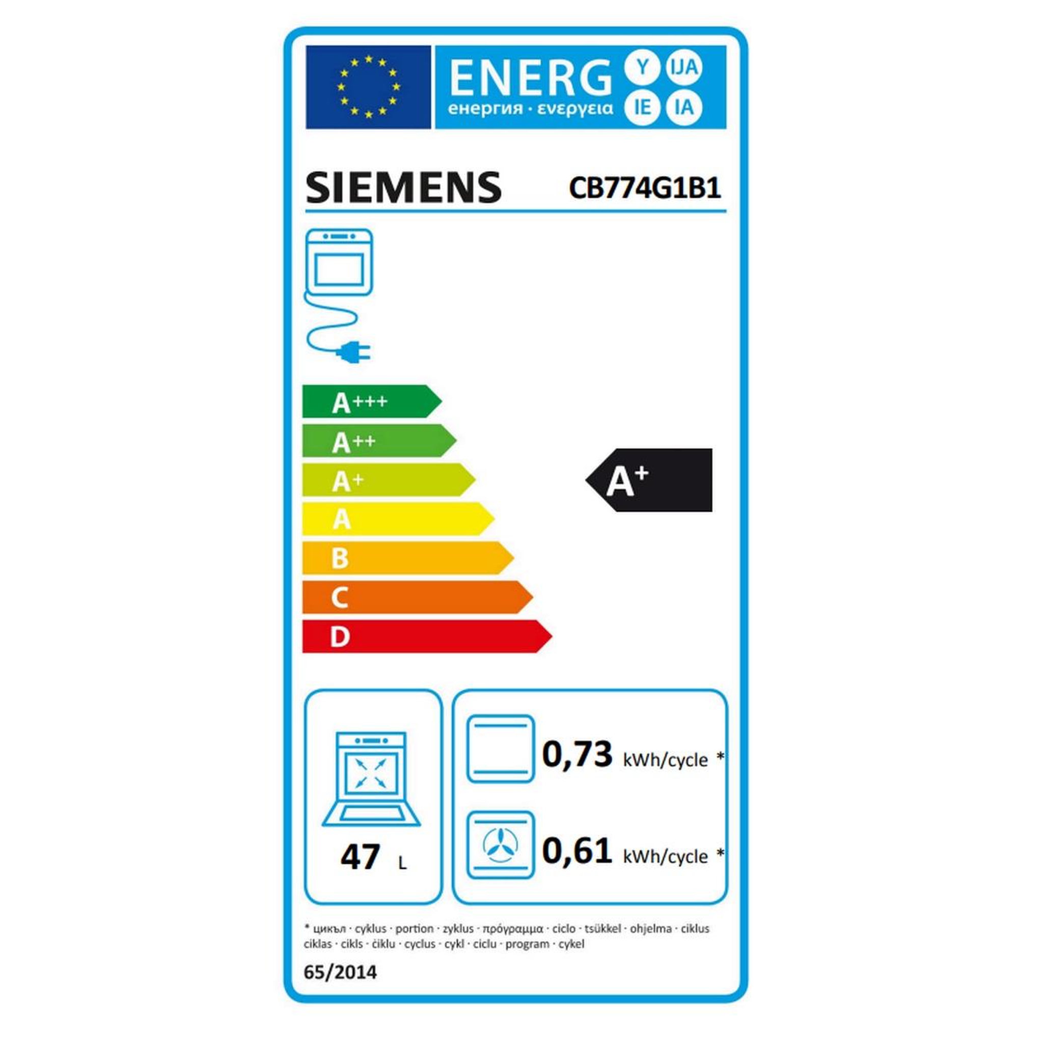 Voir la diapositive 2 : Siemens Four intégrable 47l 60cm a+ pyrolyse noir - cb774g1b1