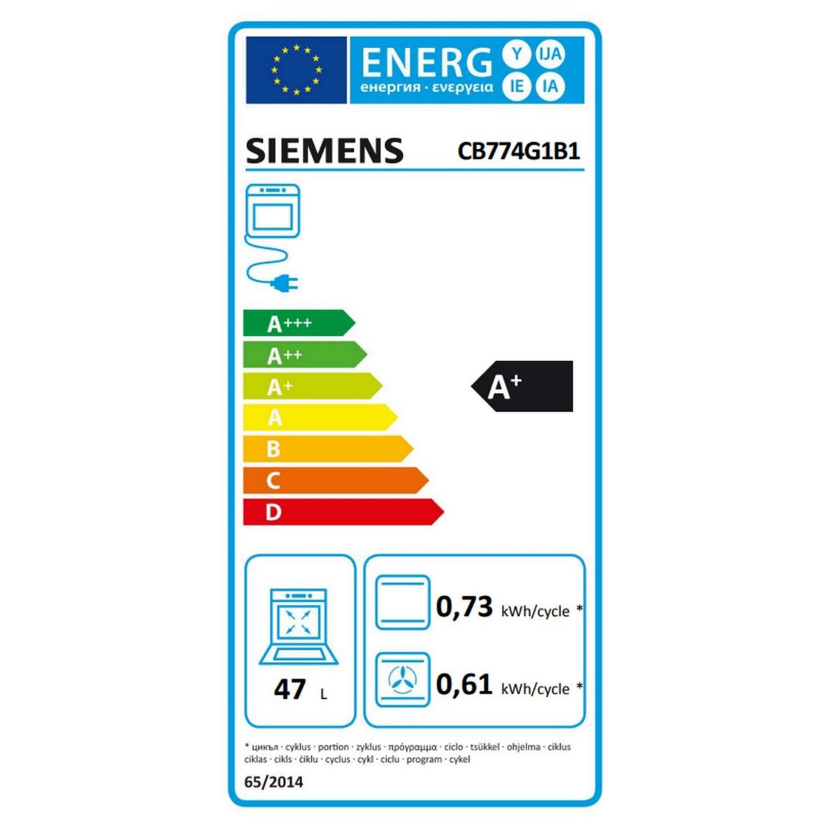 Siemens Four intégrable 47l 60cm a+ pyrolyse noir - CB774G1B1